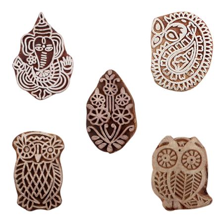 Set of 5 Piece New Mix Wooden Printing Blocks